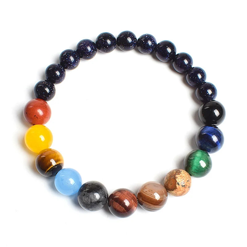 Universe Eight Planets Natural Stone Bead Bracelets Men Women Lava 7 Chakra Bracelet Yoga Energy Galaxy Solar Wristband Jewelry