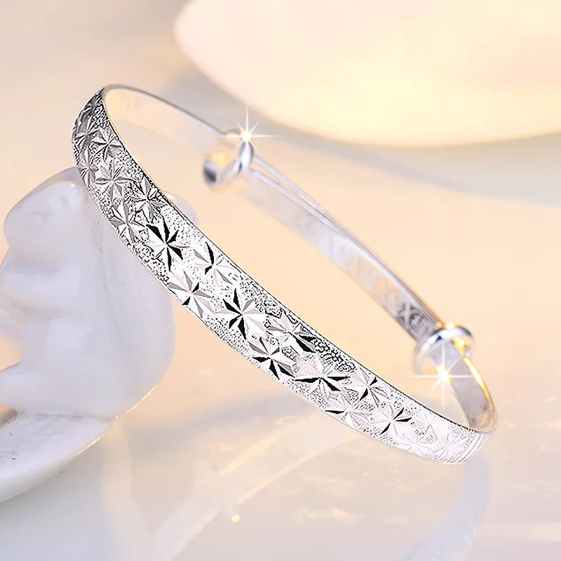 Adjustable size 925 Sterling Silver Bangle cuff Dreamcatcher Tassel Feather Round Bead Charm Bracelet jewelry For Women wedding