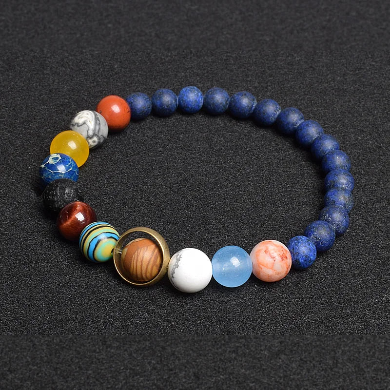 Universe Eight Planets Natural Stone Bead Bracelets Men Women Lava 7 Chakra Bracelet Yoga Energy Galaxy Solar Wristband Jewelry