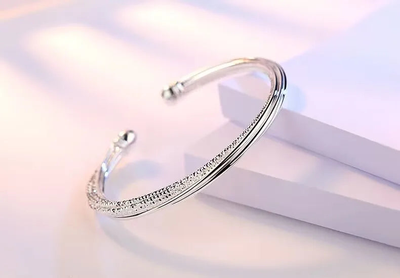 Adjustable size 925 Sterling Silver Bangle cuff Dreamcatcher Tassel Feather Round Bead Charm Bracelet jewelry For Women wedding