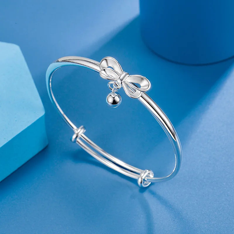 Adjustable size 925 Sterling Silver Bangle cuff Dreamcatcher Tassel Feather Round Bead Charm Bracelet jewelry For Women wedding