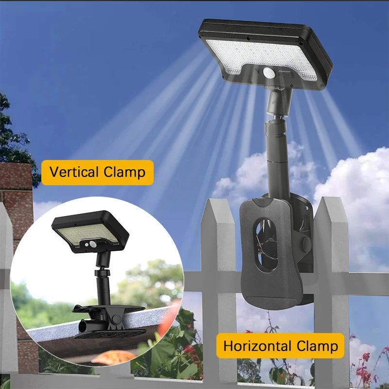 92 LED Solar Clip-on Motion Sensor Lights, LED Street Light, IP65 Waterproof Wall Lamp, for Camping Garden Yard Tent Patio Outdo