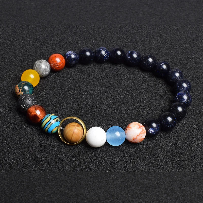 Universe Eight Planets Natural Stone Bead Bracelets Men Women Lava 7 Chakra Bracelet Yoga Energy Galaxy Solar Wristband Jewelry
