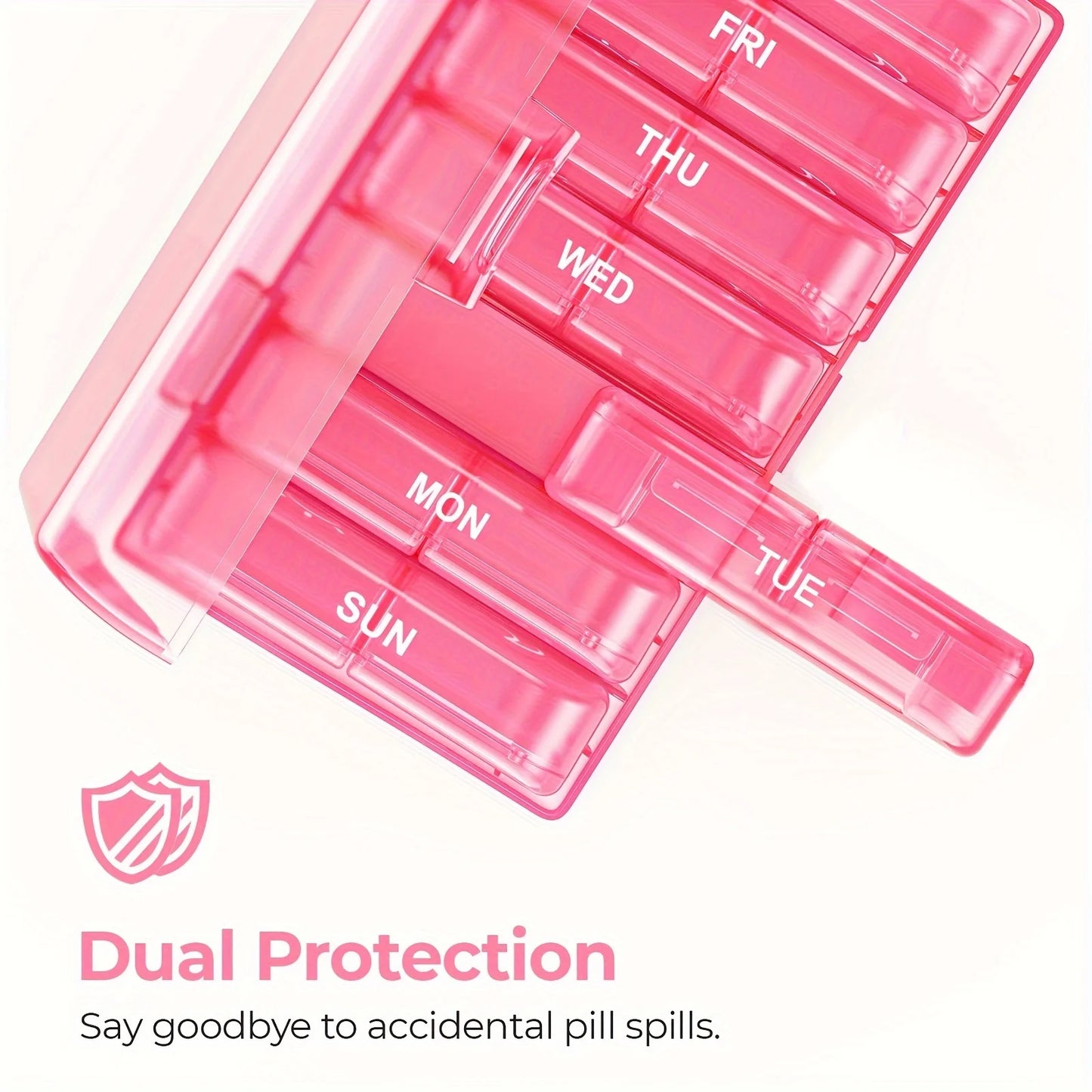 Weekly Pill Organizer 2 Times a Day, AM PM Pill Box 7 Day with One-Side Large Opening Design for Easy Filling