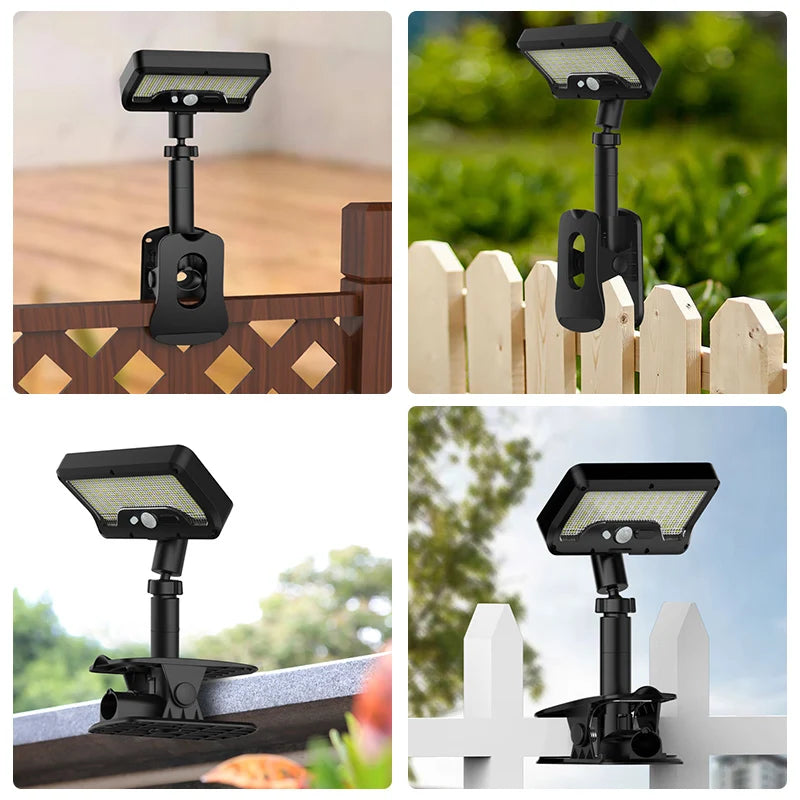 92 LED Solar Clip-on Motion Sensor Lights, LED Street Light, IP65 Waterproof Wall Lamp, for Camping Garden Yard Tent Patio Outdo