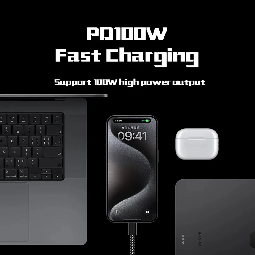 100W PD Fast Charging Cable Magnetic Suction