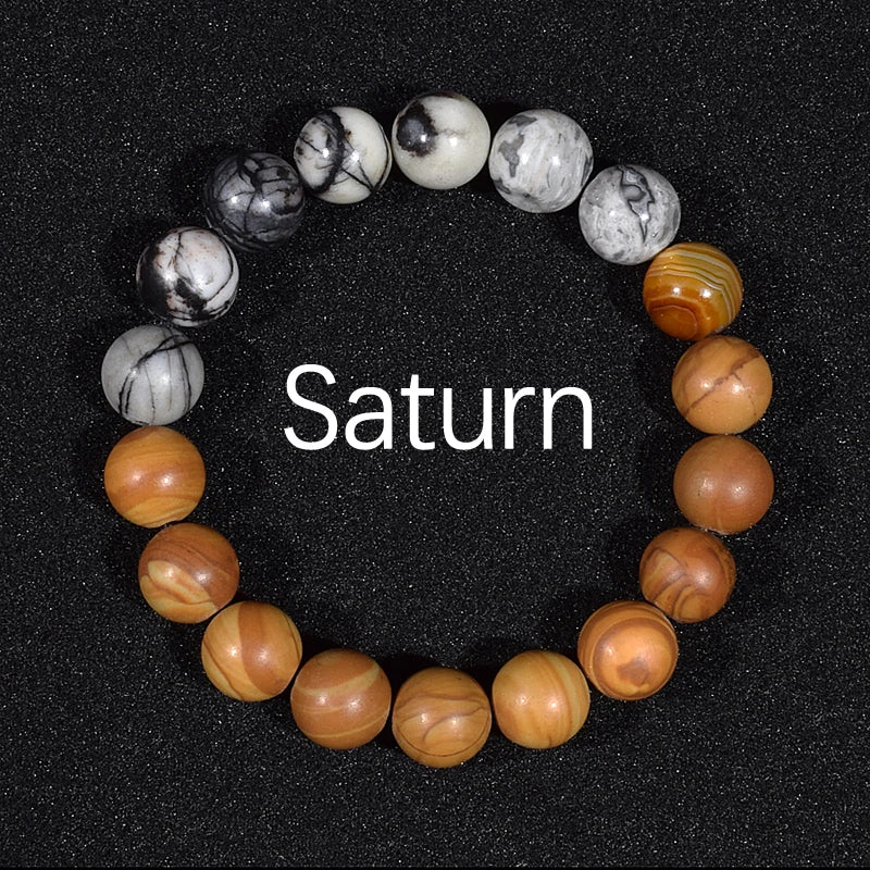 Universe Eight Planets Natural Stone Bead Bracelets Men Women Lava 7 Chakra Bracelet Yoga Energy Galaxy Solar Wristband Jewelry