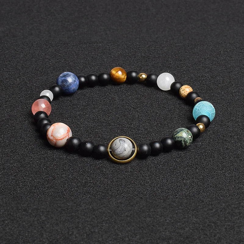 Universe Eight Planets Natural Stone Bead Bracelets Men Women Lava 7 Chakra Bracelet Yoga Energy Galaxy Solar Wristband Jewelry