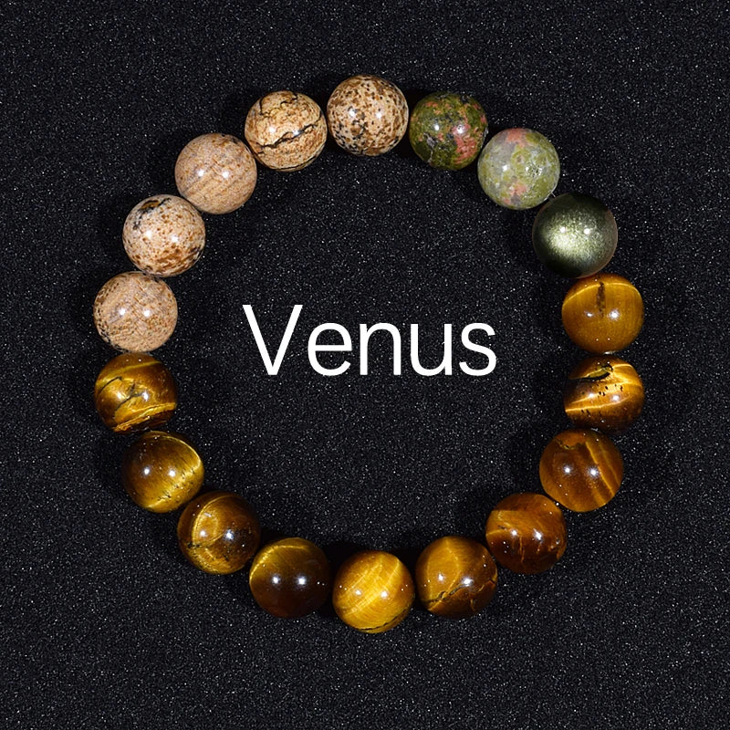 Universe Eight Planets Natural Stone Bead Bracelets Men Women Lava 7 Chakra Bracelet Yoga Energy Galaxy Solar Wristband Jewelry