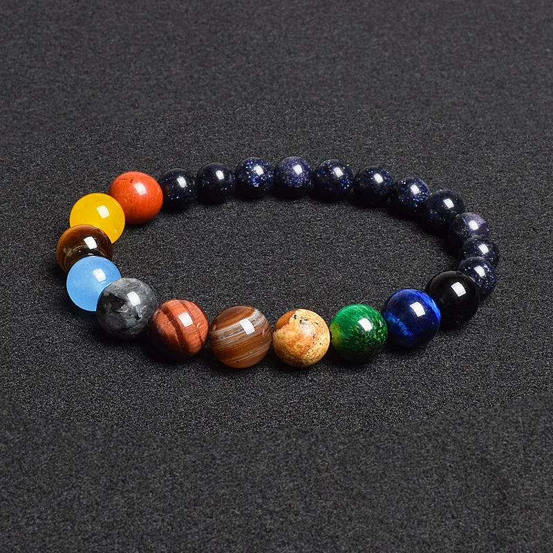 Universe Eight Planets Natural Stone Bead Bracelets Men Women Lava 7 Chakra Bracelet Yoga Energy Galaxy Solar Wristband Jewelry