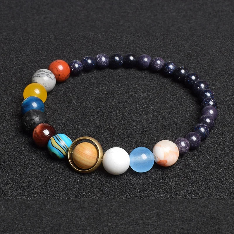 Universe Eight Planets Natural Stone Bead Bracelets Men Women Lava 7 Chakra Bracelet Yoga Energy Galaxy Solar Wristband Jewelry