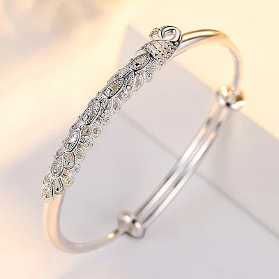 Adjustable size 925 Sterling Silver Bangle cuff Dreamcatcher Tassel Feather Round Bead Charm Bracelet jewelry For Women wedding
