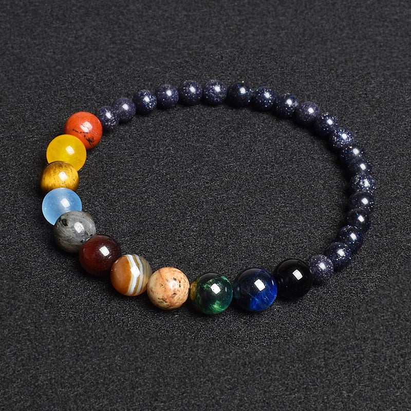 Universe Eight Planets Natural Stone Bead Bracelets Men Women Lava 7 Chakra Bracelet Yoga Energy Galaxy Solar Wristband Jewelry