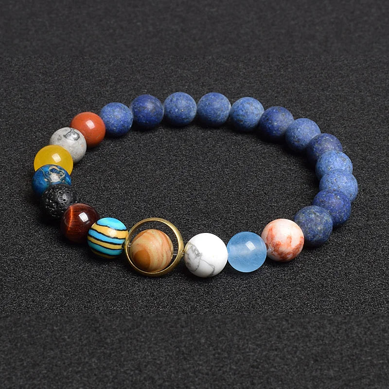 Universe Eight Planets Natural Stone Bead Bracelets Men Women Lava 7 Chakra Bracelet Yoga Energy Galaxy Solar Wristband Jewelry
