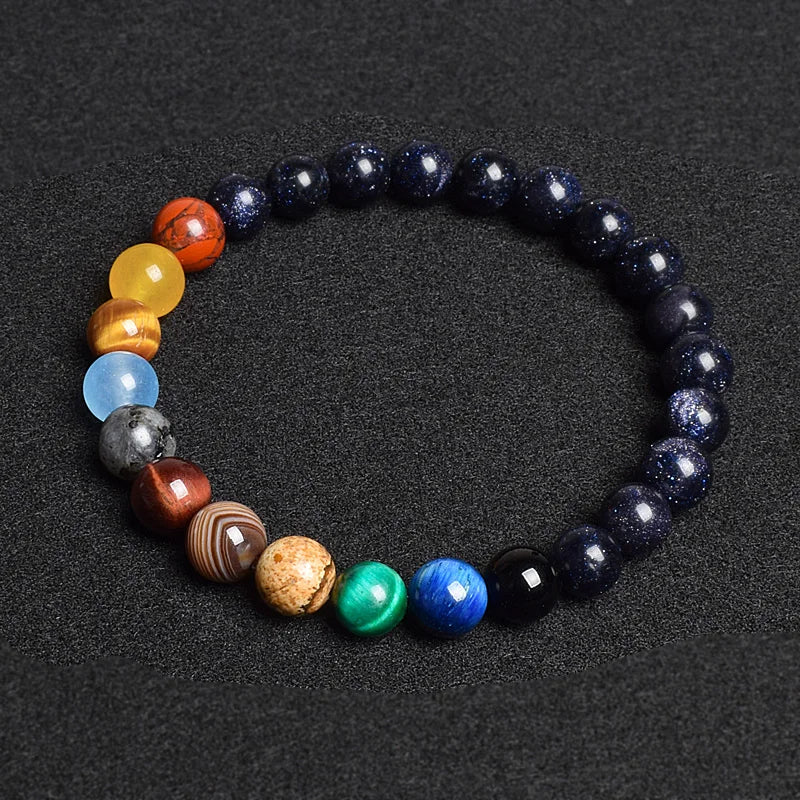 Universe Eight Planets Natural Stone Bead Bracelets Men Women Lava 7 Chakra Bracelet Yoga Energy Galaxy Solar Wristband Jewelry